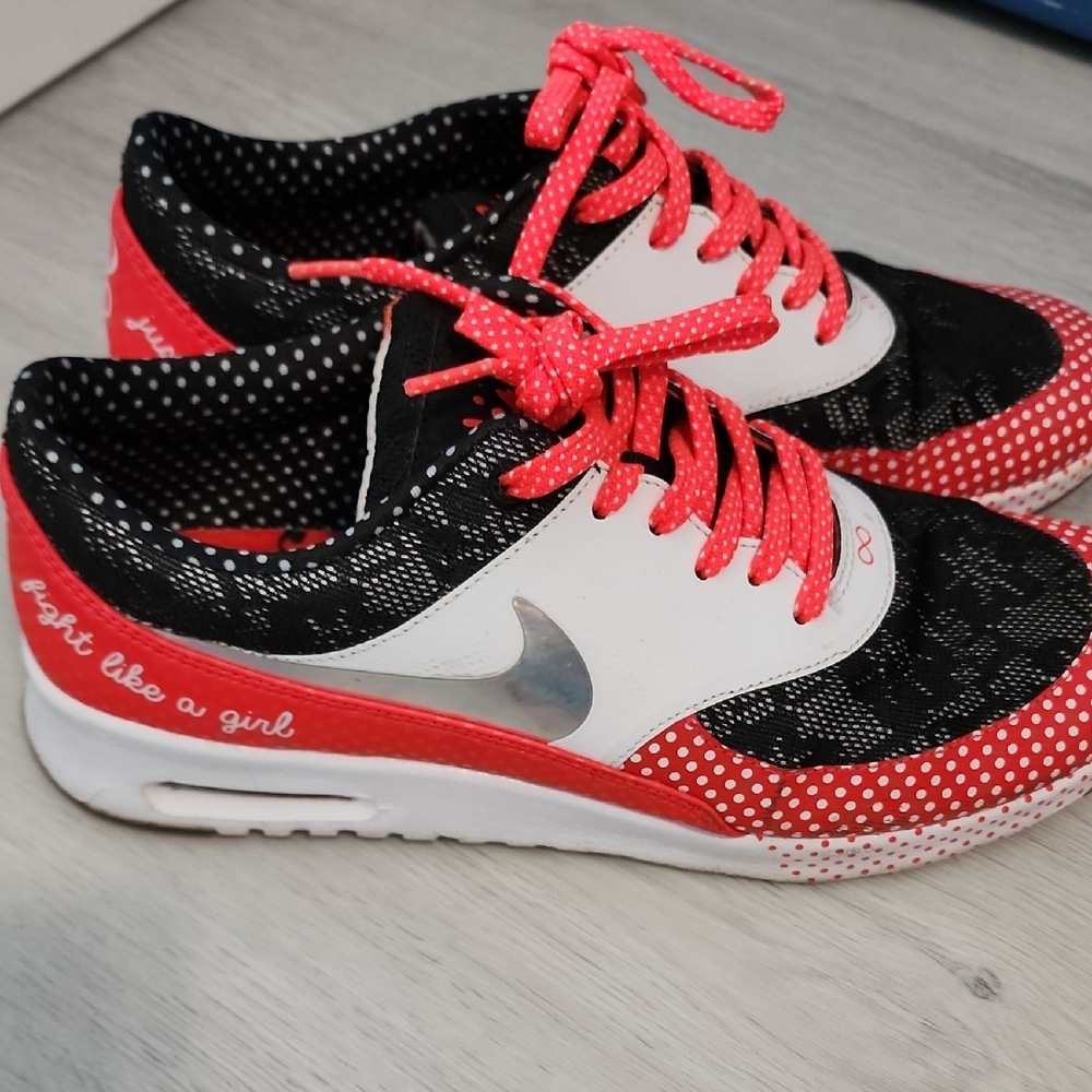 Nike Women's Red and Black Polka Dot Sneakers - Picture 2 of 6